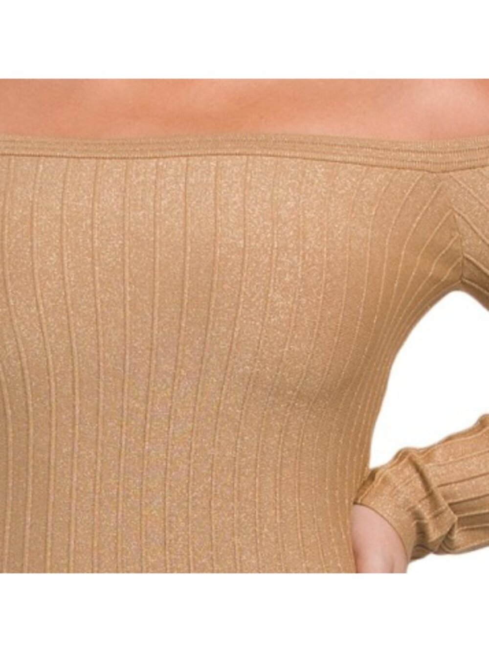 MILLY Rudy Off The Shoulder Sheer Knit Midi Dress - Picture 3 of 4